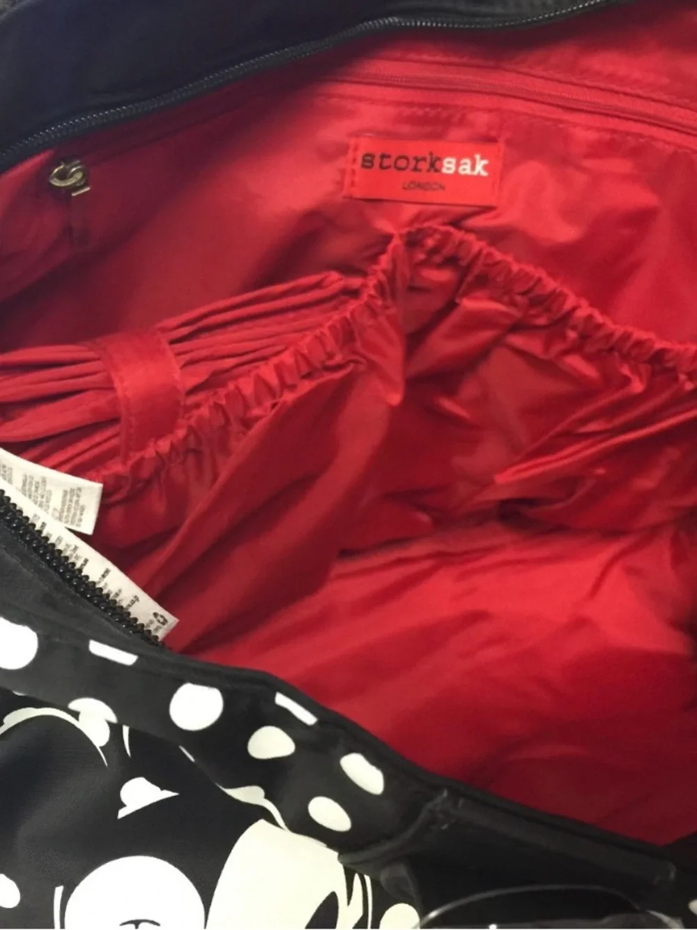 Storksak Black & White Polka Dot Disney Mickey Tote